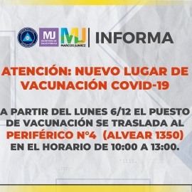 El Centro Vacunatorio cambia de ubicación a Alvear 1350