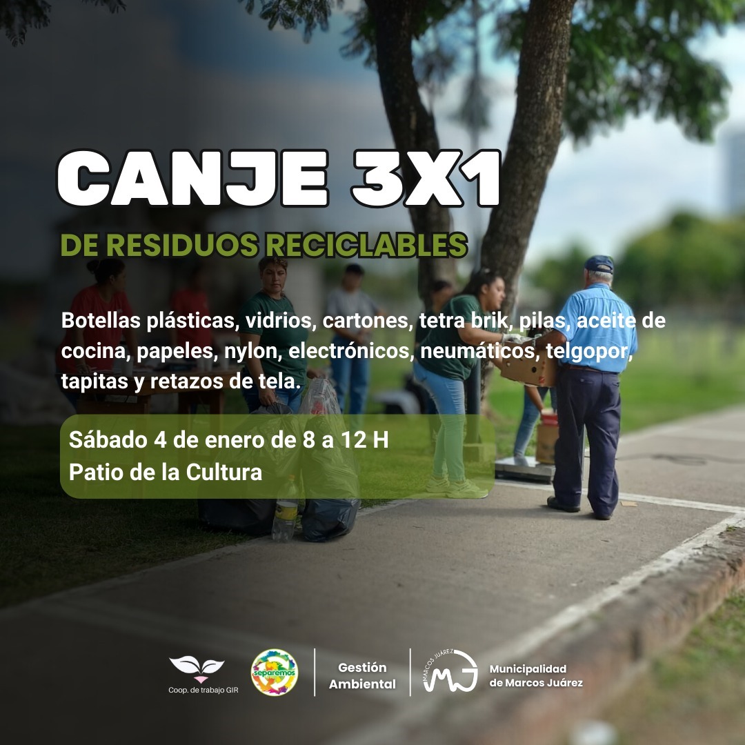 Canje 3x1 de residuos reciclables