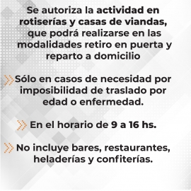 Habilitaron deliveries de artículos primera necesidad, rotiserías, viandas y kioscos