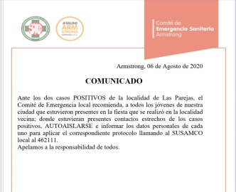 Un transportista de Armstrong dio positivo en Covid