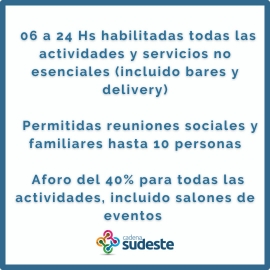 Apertura de horarios, reuniones sociales y más aforo 
