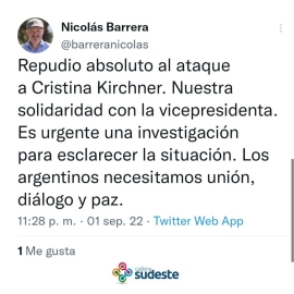 Dirigentes de Marcos Juárez repudiaron el intento de asesinato a Cristina Kirchner