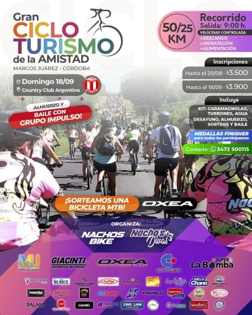 Gran Ciclo de Turismo de la Amistad este domingo 18 de septiembre