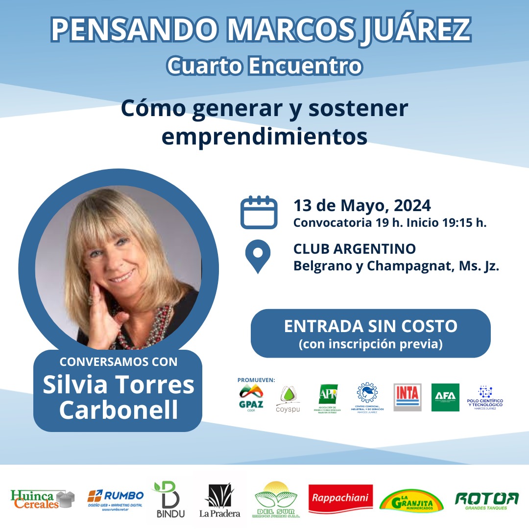 Cuarto Encuentro de "Pensando Marcos Juárez" el 13 de mayo en el club Argentino