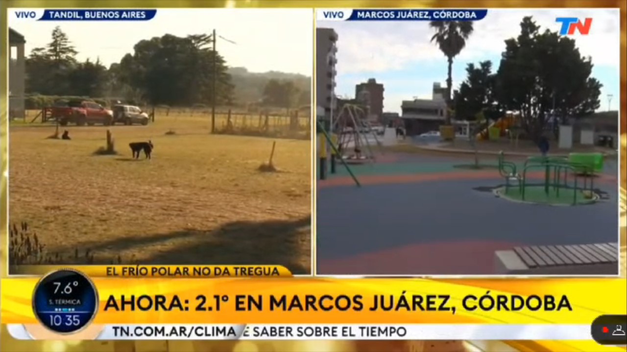 El equipo de TN llegó a Marcos Juárez por el intenso frío