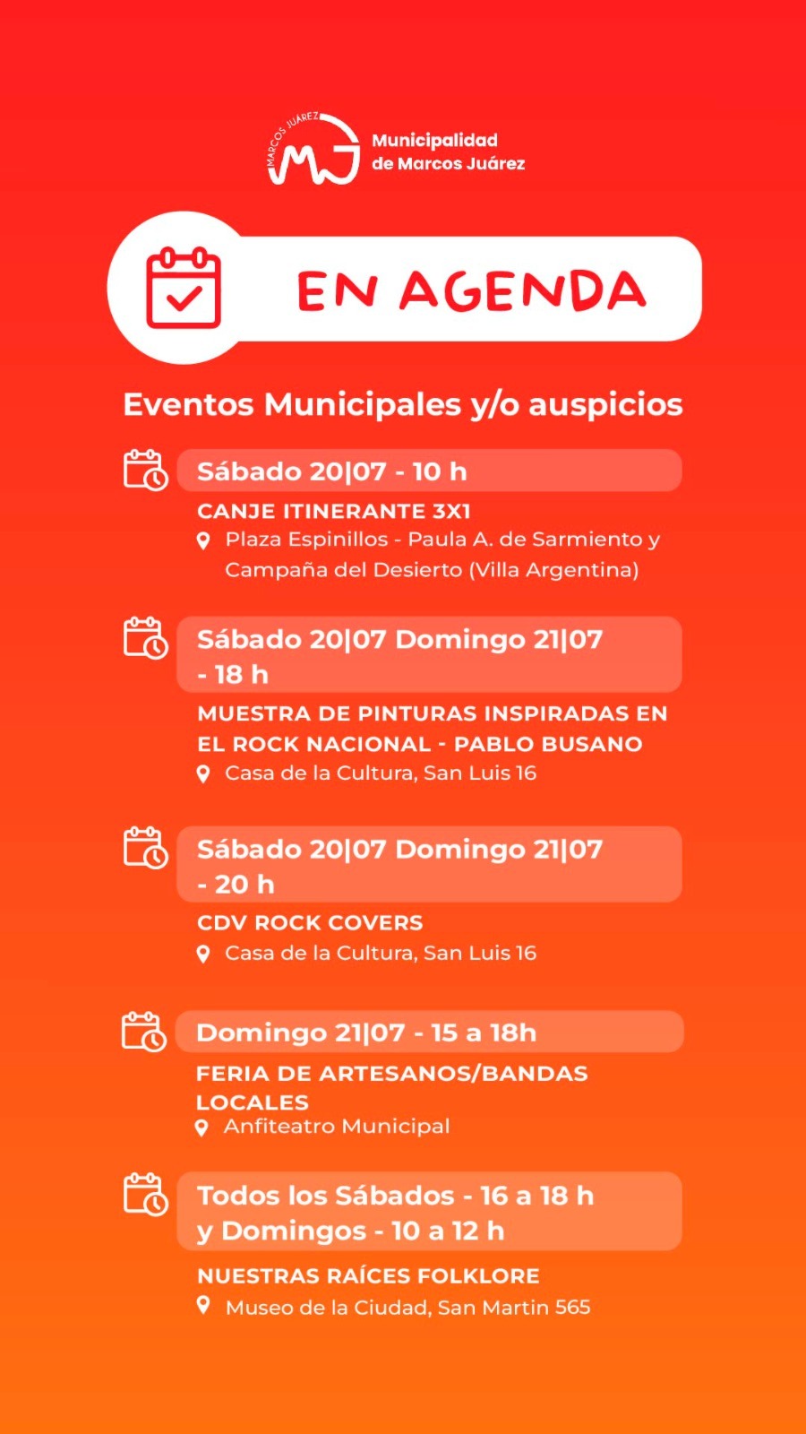 Agenda cultural del fin de semana en Marcos Juárez