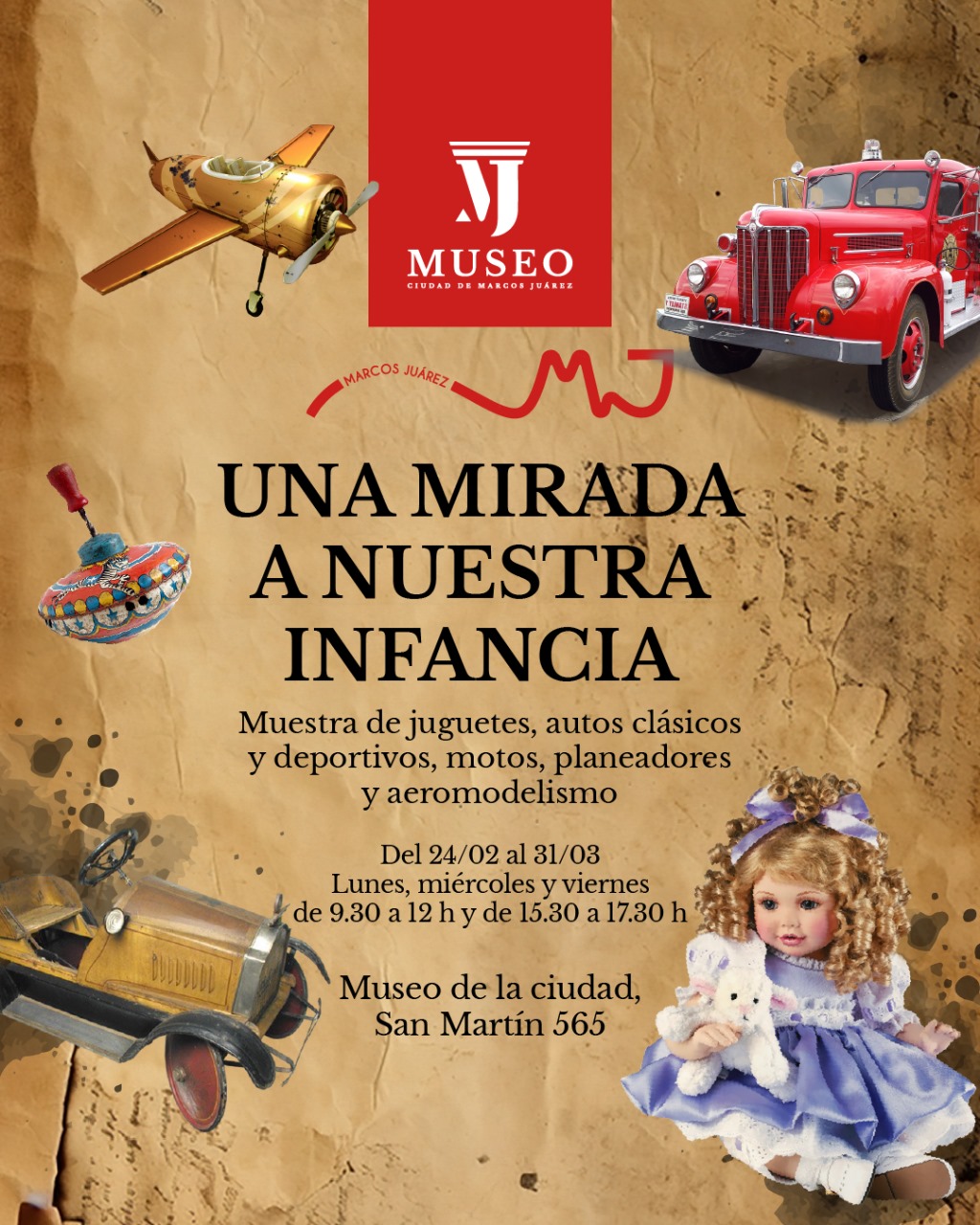 "Una mirada a nuestra infancia": exposición de juguetes y vehículos clásicos en el Museo de Marcos Juárez