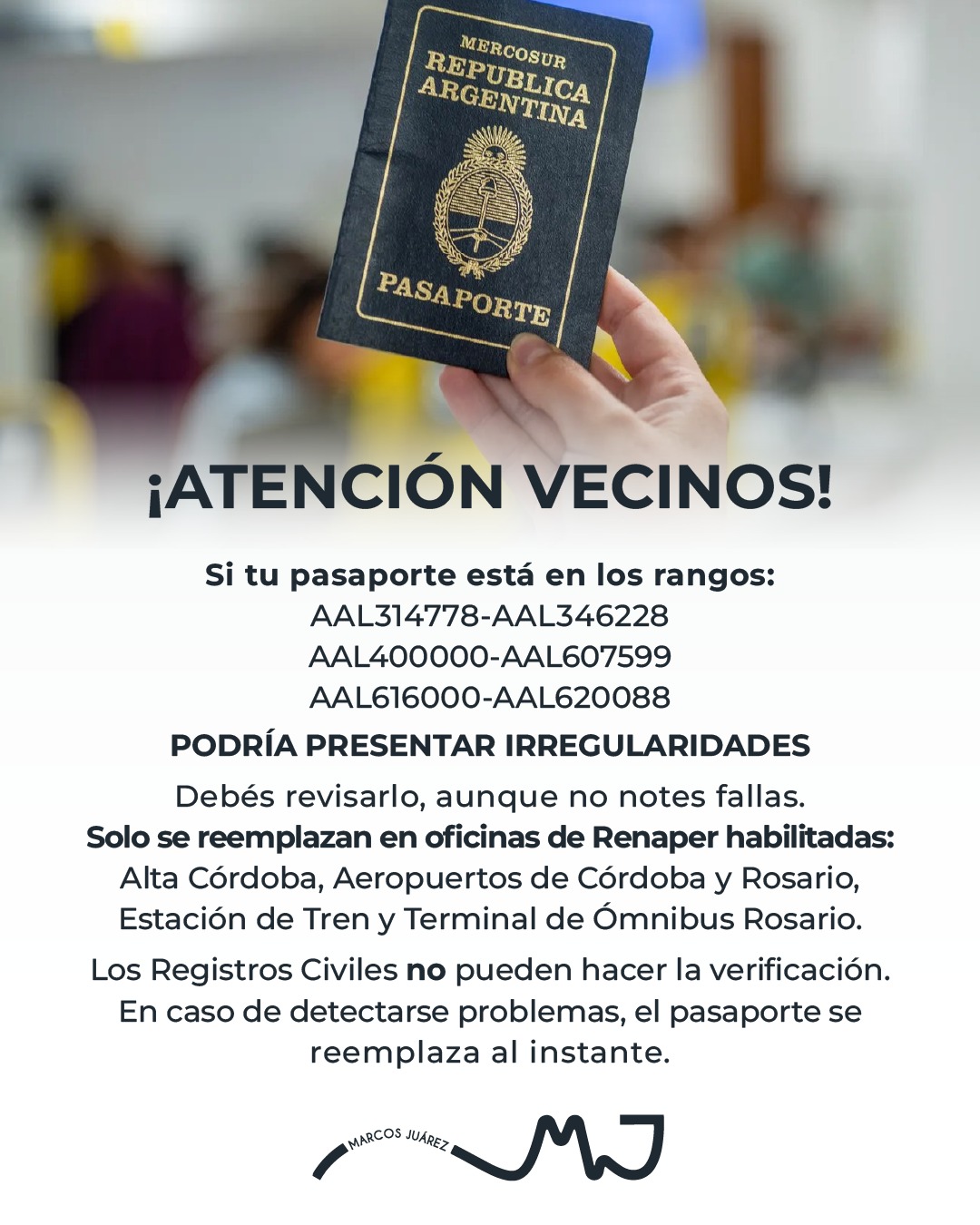 Renaper controla pasaportes con posible falla: revisá si el tuyo está en la lista
