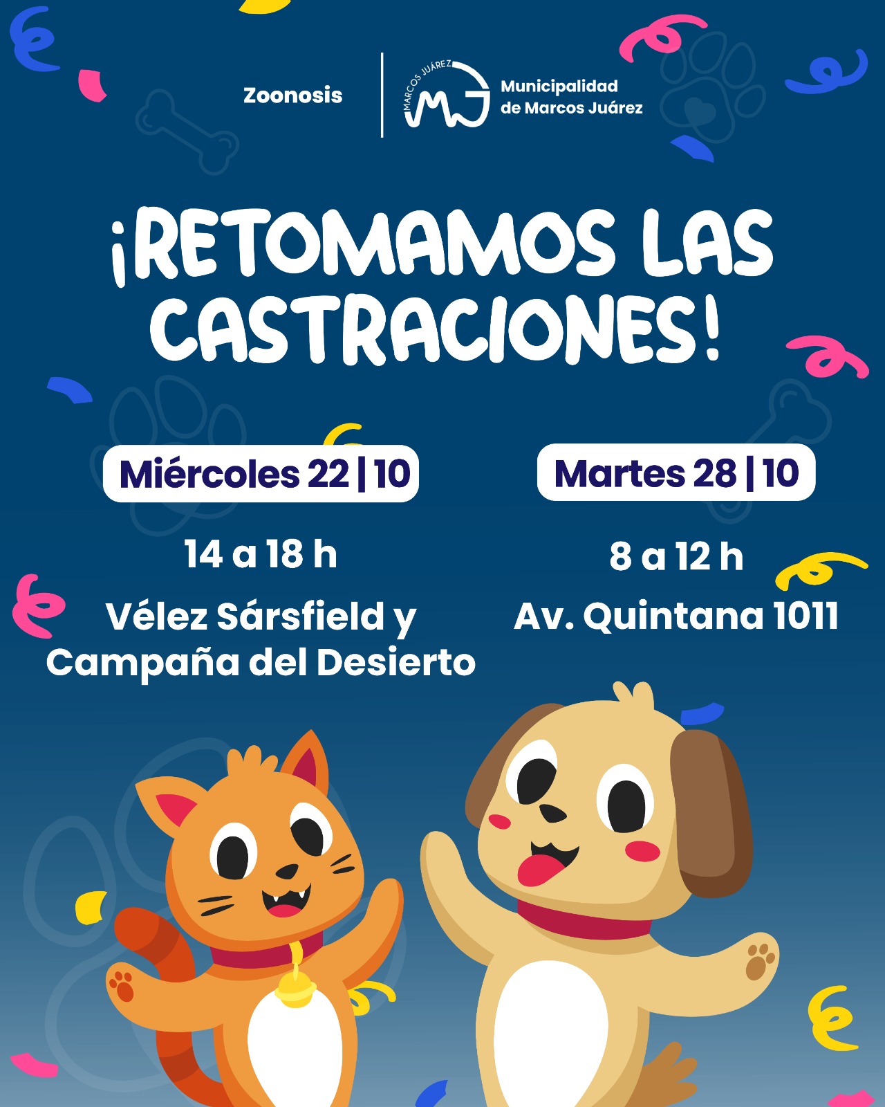 Mañana vuelven las castraciones a Marcos Juárez: una jornada muy esperada por los vecinos