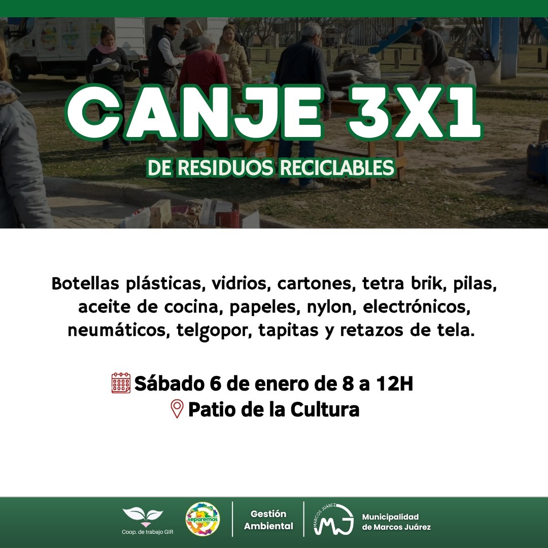 Canje 3x1 el sábado 06 de enero de 2024