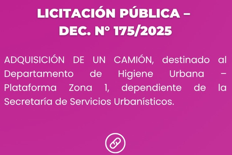 Abren licitación pública para la compra de un camión destinado a Higiene Urbana