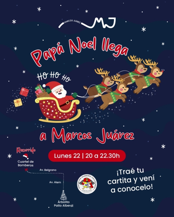 Marcos Juárez recibe a Papá Noel con un paseo y encuentro con los niños el 22 de diciembre