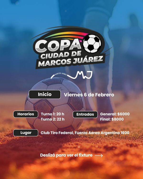 Argentino, San Martin, la Villa y Tiro Federal protagonizan desde el viernes la Copa Ciudad de Marcos Juárez en cancha de Tiro