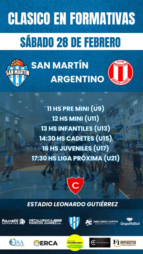 El clásico San Martín - Argentino abre el Torneo de la Cañadense de básquet