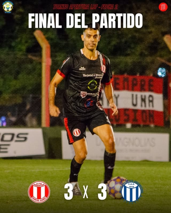 Se le escapó al final: Argentino de Marcos Juárez empató 3 a 3 con el indio bellvillense