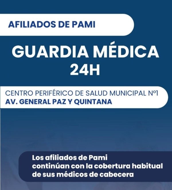 Atención Médica de PAMI: Guardia 24 hs en el periférico de Salud Municipal N°1