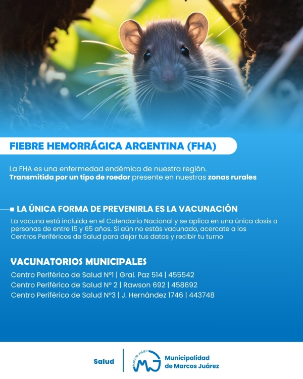Campaña permanente de vacunación contra la Fiebre Hemorrágica Argentina en Marcos Juárez