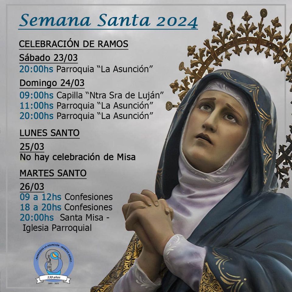 La Parroquia La Asunción dio a conocer los horarios y la programación de la celebración de la Semana Santa