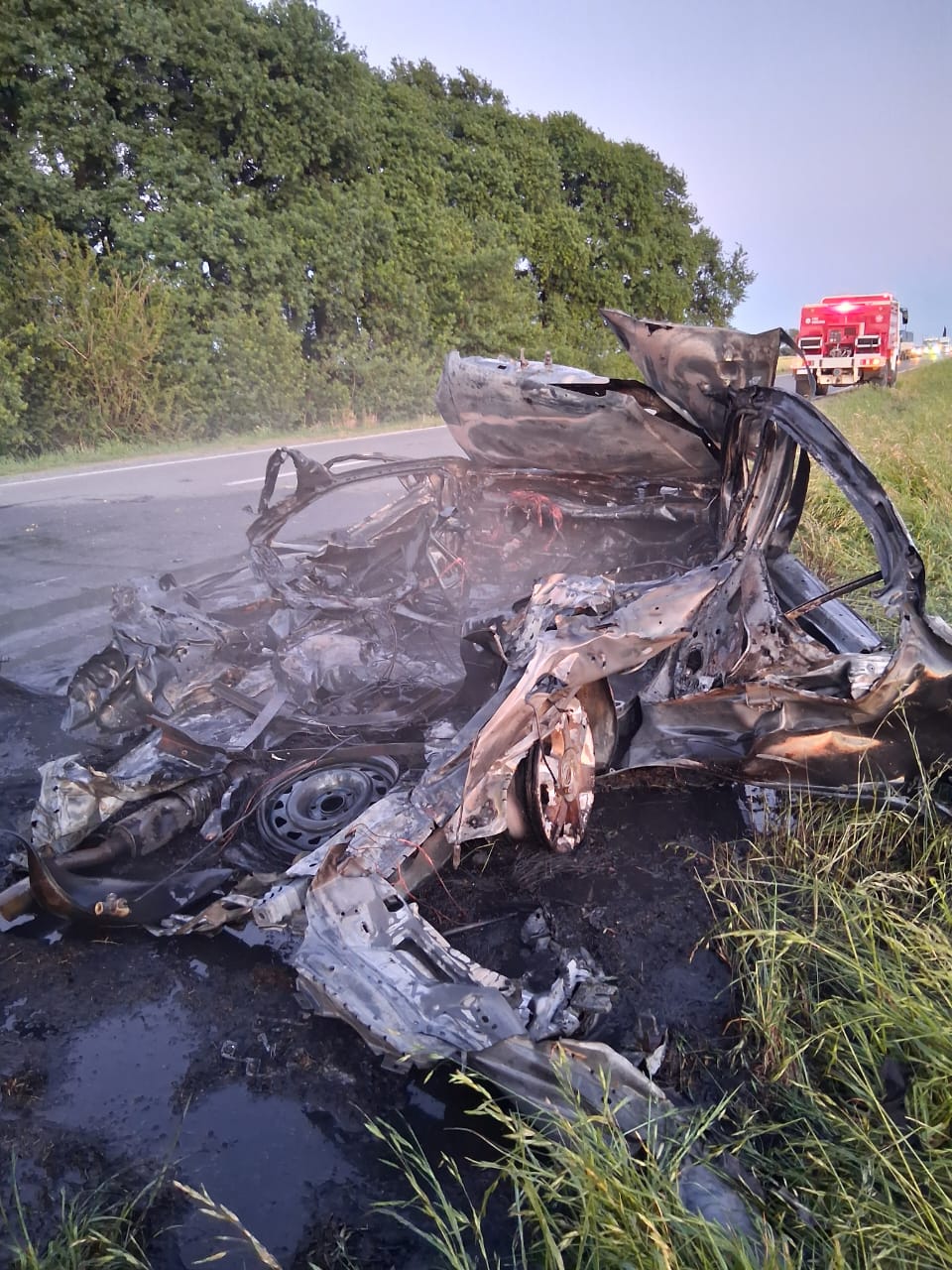 Impresionante incendio de un auto en la ruta 178 pero no hubo heridos