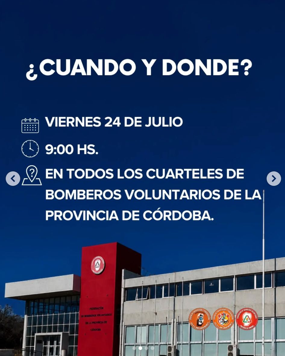 Bomberos Voluntarios de Córdoba realizarán un sirenazo en reclamo por los fondos y Marcos Juárez adhiere