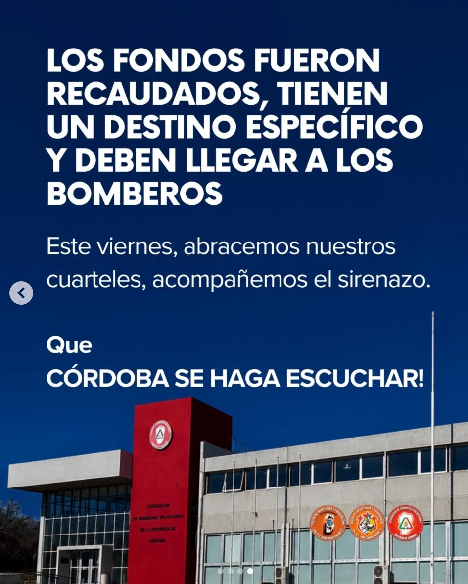 Bomberos Voluntarios de Córdoba realizarán un sirenazo en reclamo por los fondos y Marcos Juárez adhiere