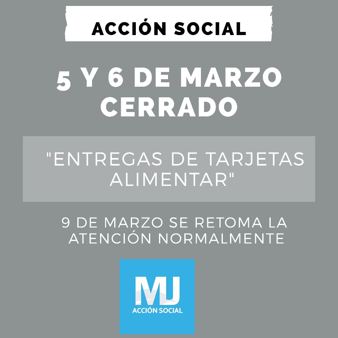 5 y 6 de marzo entrega de Tarjetas Alimentar en Marcos Juárez

