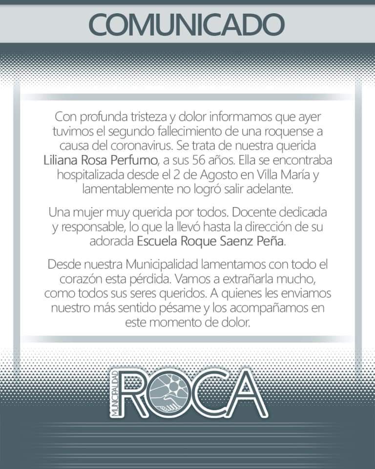 Falleció una roquense a causa del coronavirus
