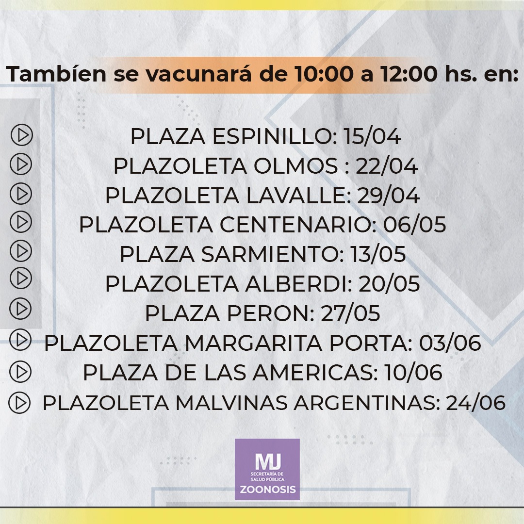 Vacunación Antirrábica canina y felina 2021 en Marcos Juárez