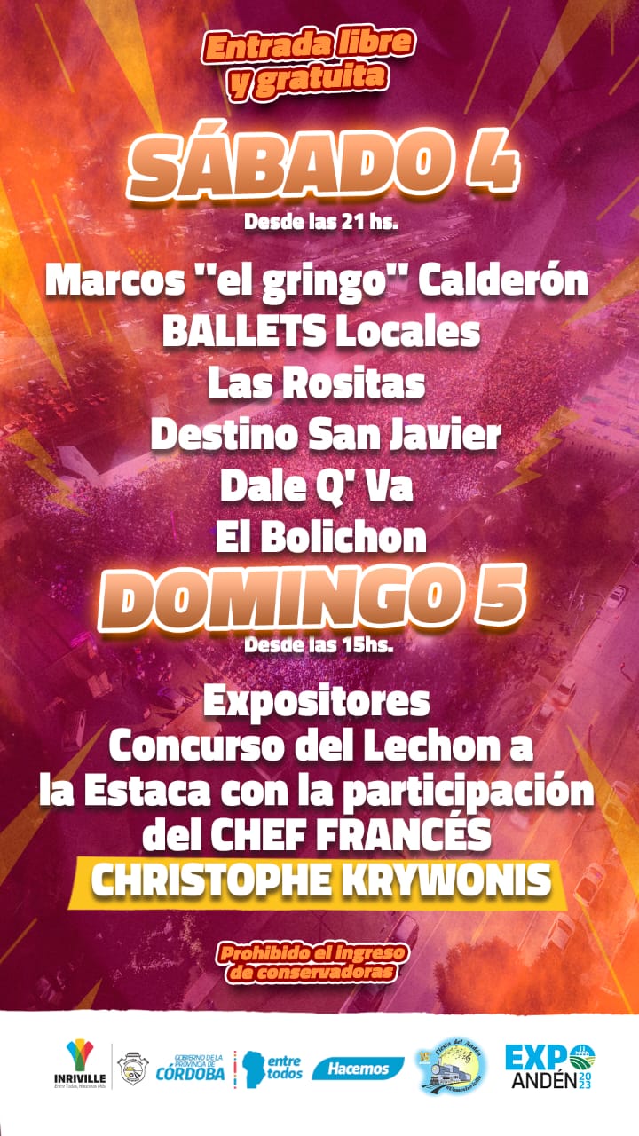 Fiesta del Andén 2023 con espectáculos de Dale Q Va, Destino San Javier y presencia del chef Christophe Krywonis