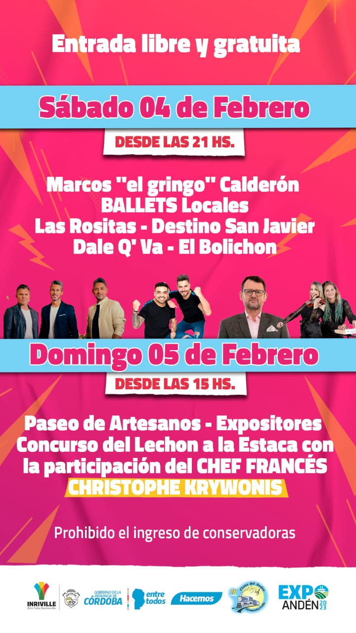 Fiesta del Andén 2023 con espectáculos de Dale Q Va, Destino San Javier y presencia del chef Christophe Krywonis