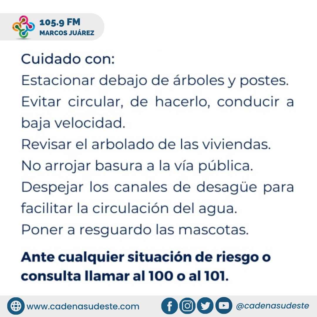 ATENCIÓN MARCOS JUÁREZ: alerta amarilla y naranja por tormentas fuertes 