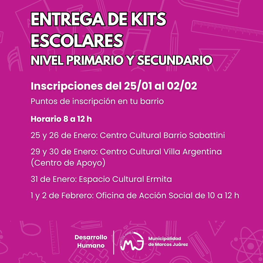 “Vuelta al Cole”, entrega de kits de útiles escolares 
