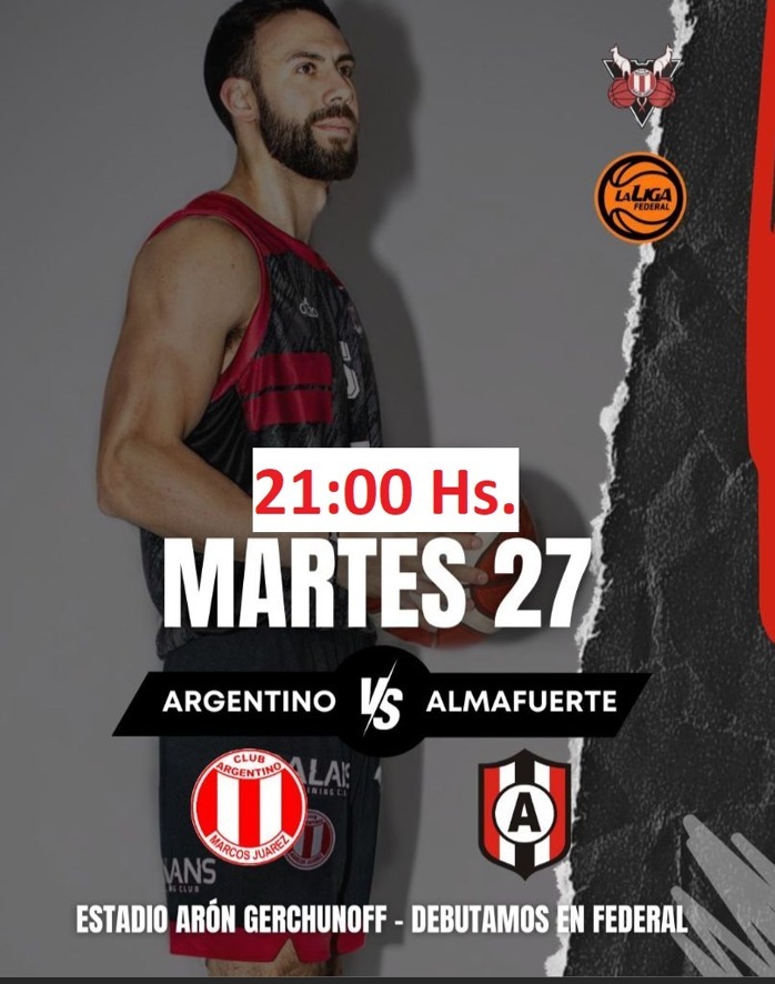 Federal de básquet: Argentino abre el torneo frente a Almafuerte de Las Varillas este martes a las 21 horas